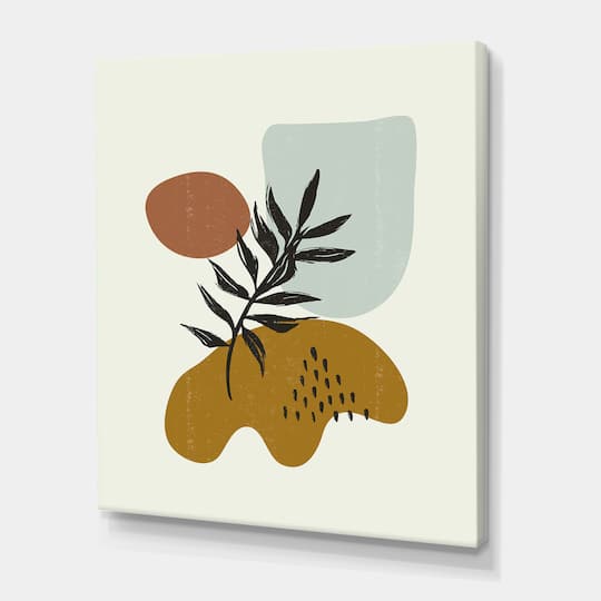 Designart - Botanical Minimalist Leaf With Abstract Shapes II